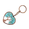 Synthetic Turquoise Pendant Keychains HEAR-PW0001-148G-1
