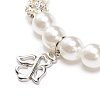ABS Plastic Imitation Pearl  & Rhinestone Beaded Stretch Bracelet with Alloy Charm for Women BJEW-JB08526-03-4