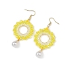 Brass Glass Beads Dangle Earrings EJEW-MZ00764-4