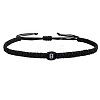 Adjustable Handmade Woven Waxed Cord Braided Bracelets with Acrylic Letter Beads OI4298-2-1