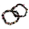 Unisex Chip Natural Multicolor Tourmaline Beaded Stretch Bracelets BJEW-S143-43-7