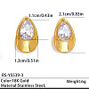 304 Stainless Steel Pave Clear Cubic Zirconia Stud Earrings for Women WG13AAB-03-1