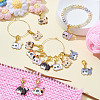 14Pcs 7 Styles Cat Alloy Enamel Pendant Locking Stitch Markers HJEW-HY00107-4