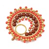 304 Stainless Steel & Brass & Natural Red Jasper & TOHO Glass Seed Beaded Pendants PALLOY-MZ01379-04-2