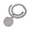 Hip-Hop Alloy Full Crystal Rhinestone Self Made Medal Pendant Cuban Link Chain Necklaces for Men Women FS-WG8D003-02-2