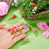 8Pcs 2 Colors Glass Seed Beaded Rose Pendants PALLOY-TA00352-6
