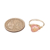 Brass & Cherry Quartz Rose Quartz Natural Red Rainbow Jasper Finger Rings for Women RJEW-JR00872-5
