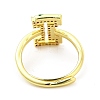 Mixed Color Enamel Initial Letter Adjustable Ring with Clear Cubic Zirconia RJEW-P045-01G-I-3