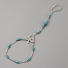 Bohemian Alloy Starfish Charm Glass Seed Beads and Plastic Imitation Pearl Beaded Toe Ring Stretch Anklets for Women AJEW-WH0270-833-1