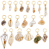 20Pcs 20 Styles Electroplate Natural Shell Braiding Hair Pendants Decoration Clips OHAR-GA00001-1