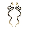 Real 18K Gold Plated Vivid Snake Enamel Stud Earrings EJEW-B007-01G-1