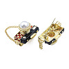 Camera with Dangle Chains Enamel Pin with ABS Plastic Pearl JEWB-N007-167-3