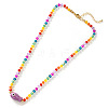 Porcelain Fish Pendant Rainbow Color Glass Beaded Necklaces for Friends and Couples LS-KF3974-3-1
