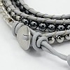 Fashionable Three Loops Leather Wrap Bracelets X-BJEW-M004-03-3