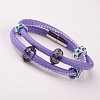 Glass Beads Double Wrap PU Leather Bracelets BJEW-PJB835-3-2