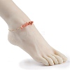 Natural Red Agate Chips Beaded Anklets Set with 304 Stainless Steel Cable Chains AJEW-AN00481-04-3