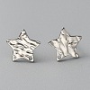 304 Stainless Steel Textured Geometry Stud Earrings Findings with Hole STAS-WH0027-54A-2