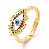 Colorful Cubic Zirconia Horse Eye with Enamel Adjustable Ring KK-H439-03G-1