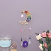 Copper Wire Wrapped Natural Mixed Stone Chips Moon Suncatcher HJEW-H065-04G-02-1