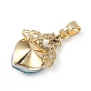 Real 18K Gold Plated Rack Plating Brass Micro Pave Clear Cubic Zirconia Pendants KK-C015-30G-15-3