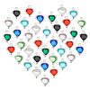 48Pcs 8 Colors Electroplated Natural Quartz Stainless Steel Faceted Heart Charms STAS-UN0056-89-1