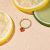 Glass & Brass Braided Fruit Finger Ring for Women RJEW-TA00047-02-2