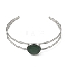 Non-Tarnish 304 Stainless Steel & Natural Gemstone Cuff Bracelets for Women BJEW-JB14123-01-3