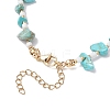 Summer Beach Synthetic Turquoise Chip Starfish & Natural Shell & Alloy Enamel Charm Anklets X1-AJEW-TA00037-4