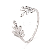 304 Stainless Steel Leaf Open Cuff Ring for Women RJEW-C025-24P-1