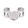 Hollow Cross 304 Stainless Steel Cuff Ring Components SA-CBA098D-02P-A-2