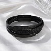 Ion Plating(IP) Braided Microfiber Leather Multi-strand Bracelets for Men BJEW-Z081-02EB-1