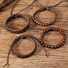4Pcs 4 Styles PU Imitation Leather Braided Bracelets Sets BJEW-CL0001-13B-4