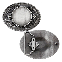 Alloy Oval Belt Buckles BUTT-WH0024-005AS