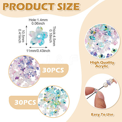 30Pcs 1 Colors Transparent Acrylic Bead Caps OACR-TA0004-43-1