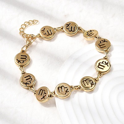 12 Constellations 304 Stainless Steel Link Chain Bracelets BJEW-I239-01G-08-1