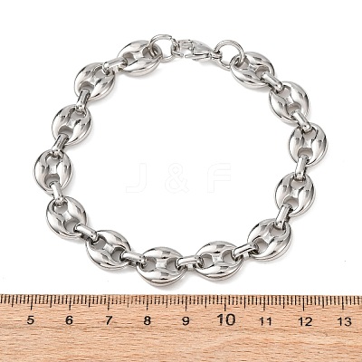 304 Stainless Steel Coffee Bean Link Chain Bracelets for Women Men LS-BJEW-F529-10A-P-1