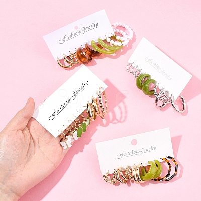 5 Sets 5 Colors Alloy Hoop Earring Sets EJEW-FS0001-23A-1