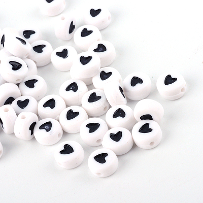 Opaque Acrylic Heart Letter Beads X-SACR-Q126-07D-1