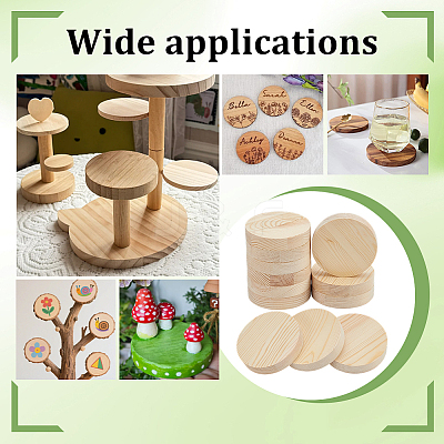 Flat Round Unfinished Wood Slice WOOD-WH0029-190A-1
