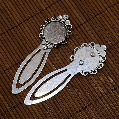 20mm Clear Domed Glass Cabochon Cover for Antique Silver DIY Alloy Portrait Flower Bookmark Making DIY-X0126-AS-NR-1