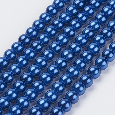 Eco-Friendly Dyed Glass Pearl Beads Strands HY-A008-6mm-RB081-1