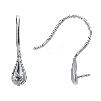 Anti-Tarnish Rhodium Plated Sterling Silver Earring Hooks X-STER-E041-14P-1