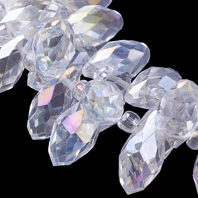 Electroplate Glass Faceted Teardrop Beads Strands EGLA-D014-01-1