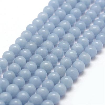 Natural Angelite Beads Strands G-P217-31-6mm-1
