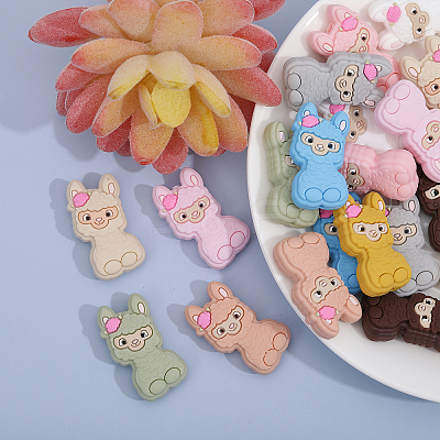 20Pcs 10 Colors Alpaca Food Grade Eco-Friendly Silicone Focal Beads SIL-CA0002-75-1