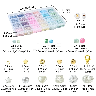 DIY Glass Seed & CCB Plastic & Imitation Pearl Beads Jewelry Making Findings Kits DIY-FS0008-15-1