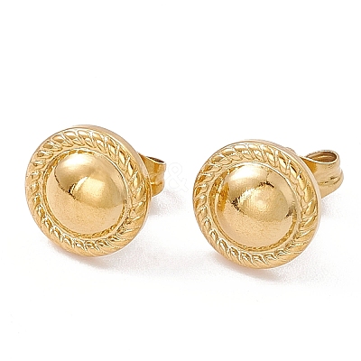 Ion Plating(IP) 304 Stainless Steel Flat Round Stud Earrings for Women EJEW-G338-03G-1