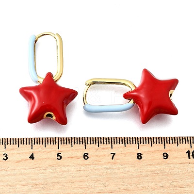 Star Brass Hoop Earrings EJEW-D314-01G-1