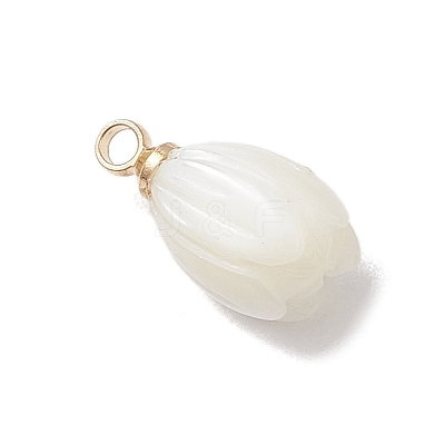 Natural Trochus Shell Tulip Flower Charms PALLOY-JF04860-1