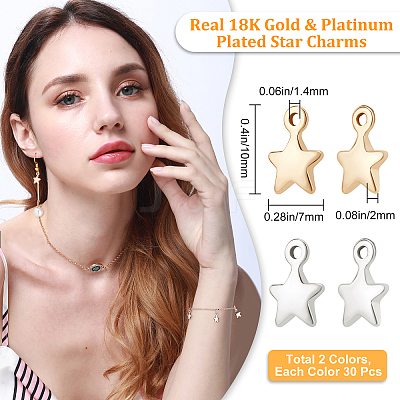 60Pcs 2 Colors Brass Charms KK-BBC0002-52-1